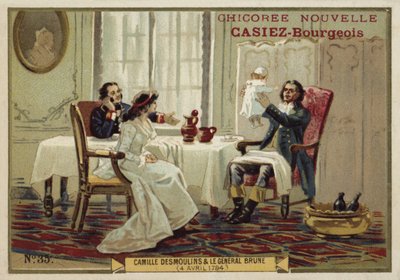 Camille Desmoulins e il generale Brune, Rivoluzione Francese, 4 aprile 1794 da French School