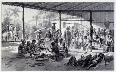 Campo di negri in Brasile. Incisione del XIX secolo da French School