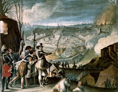 Campo delle truppe di Enrico IV, olio su legno, inizio XVII secolo da French School