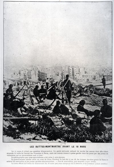 Cannoni sulle Buttes-Montmartre alla vigilia del 18 marzo 1871 (foto in bianco e nero) da French School