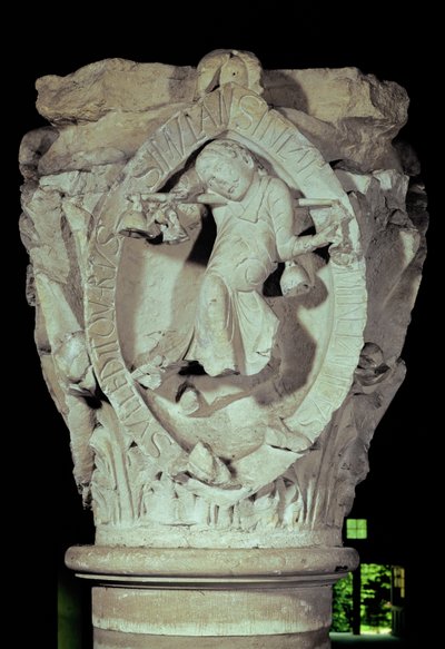 Capitello raffigurante la Quarta Chiave del Canto Piano, c.1095 da French School