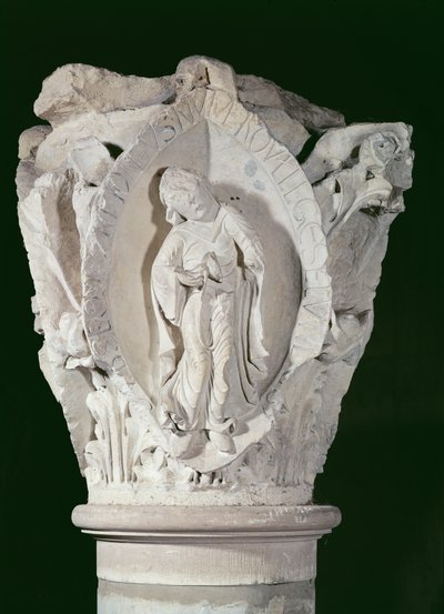 Capitello raffigurante la Seconda Chiave del Canto Piano, c.1095 da French School