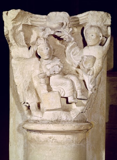 Capitello con un rilievo che raffigura il Sacrificio di Abramo da French School
