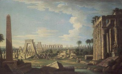 Capriccio con rovine egiziane da French School