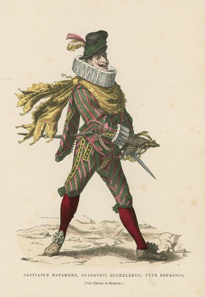 Capitano Matamore, sicario spagnolo, XVII secolo da French School