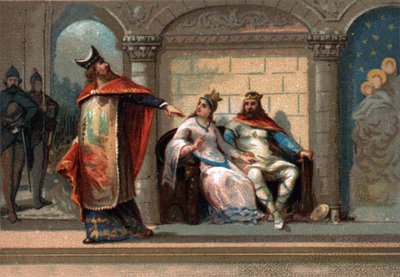 Cariberto o Chereberto, Re di Parigi (561 - 567). Cromolitografia della fine del XIX secolo. da French School