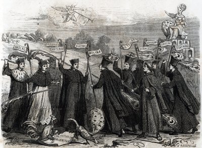 Caricatura su Unigenitus, una costituzione apostolica sotto forma di bolla papale promulgata da Papa Clemente XI nel 1713, che aprì la fase finale della controversia giansenista in Francia, 1713 da French School