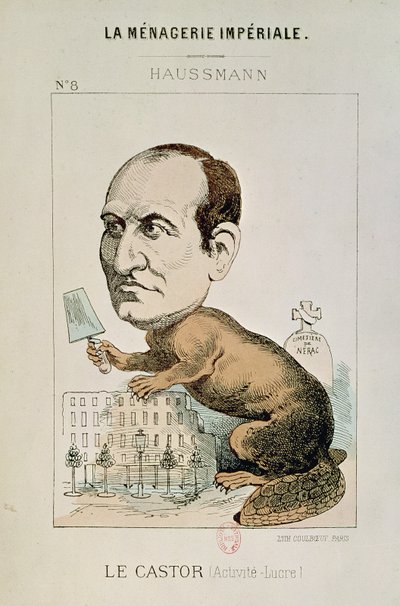 Caricatura del Barone Georges Eugene Haussmann (1809-91) come un castoro, da 