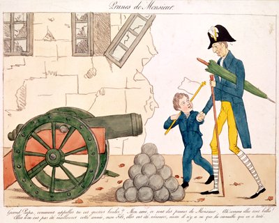 Caricatura di Carlo X (1757-1836) e Henri (1820-83) Duca di Bordeaux, 25 luglio 1830 da French School