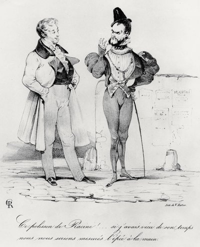 Caricatura dei drammi romantici al tempo di Hernani di Victor Hugo (1829) da French School