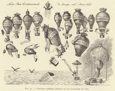 Caricatura politica italiana sugli eventi del 1848 da French School