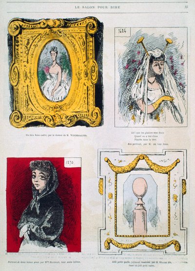 Caricature di pittori, Franz Xavier Winterhalter, Glaize Fils, illustrazione da Le Salon pour Rire da French School