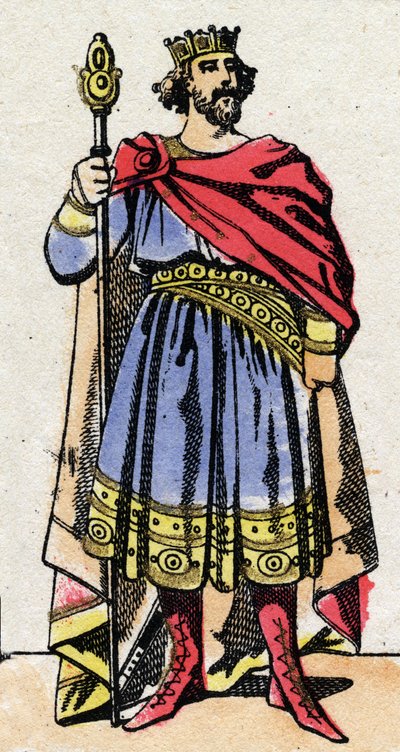Dinastia carolingia: Ritratto di Raoul di Francia, re dei Franchi dal 923 al 936. Immagine di Epinal della fine del XIX secolo. Collezione privata. da French School