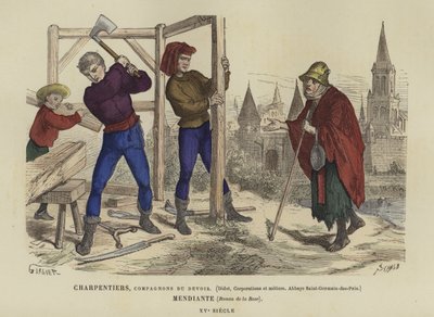 Carpentieri e un mendicante, XV secolo da French School