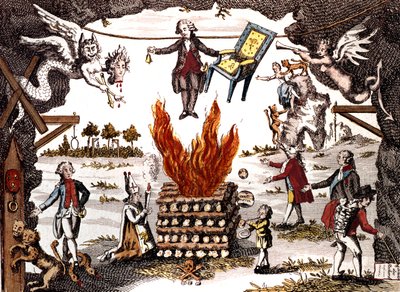 Caricatura di Mirabeau, che presiede il Club dei Giacobini, 1789 da French School