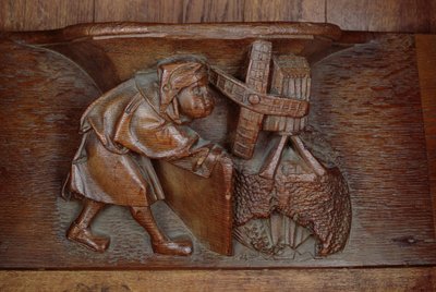 Scultura di un mugnaio, da uno stallo del coro da French School