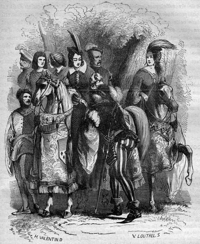 Caso della Torre di Nesle: la principessa Margherita di Borgogna (1290-1315) e le sue due sorelle (Jeanne e Blanche) accusate di adulterio - Incisione in 