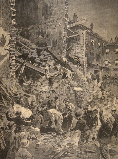 Catastrofe a Biot, illustrazione da Le Petit Journal: Supplement illustre, 1898 da French School