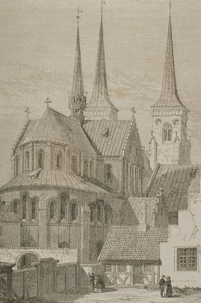 Cattedrale negli anni 1850, Roskilde, Danimarca, da Le Tour du Monde, pubblicato a Parigi, anni 1860 da French School
