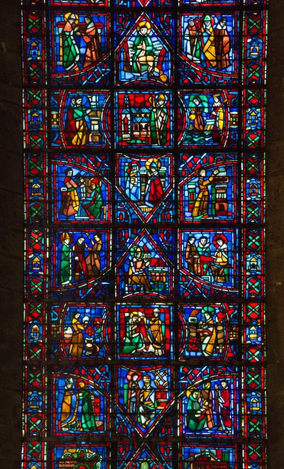 Cattedrale di Chartres, vetrata: vita di San Fulberto, vescovo di Chartres nell