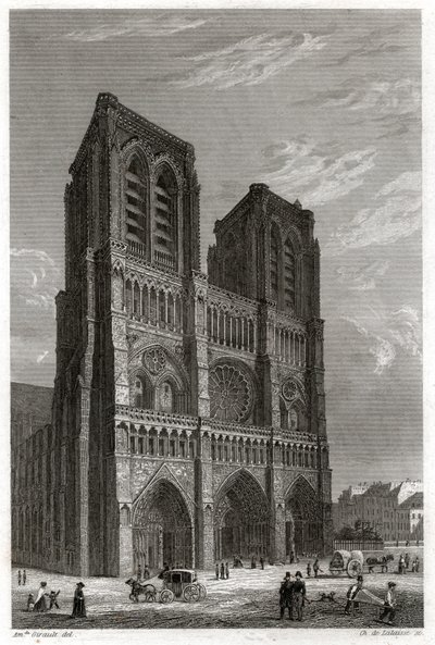 Cattedrale di Notre Dame de Paris (incisione, ca. 1850) da French School