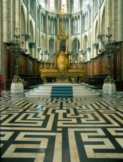 Cattedrale di Saint Omer (Nord 59): Altare e labirinto da French School