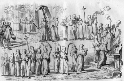 Divertimenti e superstizioni cattoliche. Processione dei Penitenti durante l