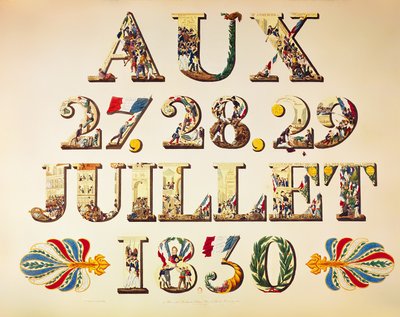 Celebrazione dei Tre Giorni Gloriosi, 27, 28 e 29 luglio 1830 da French School
