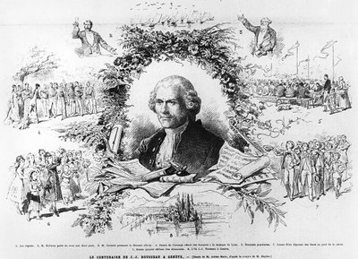 Celebrazioni a Ginevra per il centenario della morte di Jean-Jacques Rousseau, illustrazione da Le Monde Illustré, 1878 da French School