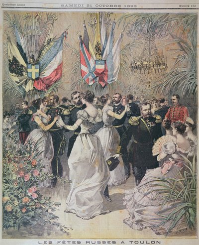 Celebrazioni in onore della visita della flotta russa a Tolone, copertina di Le Petit Journal, 21 ottobre 1893 da French School