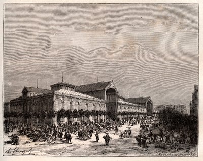Halles centrali di Parigi nel XIX secolo - incisione in 