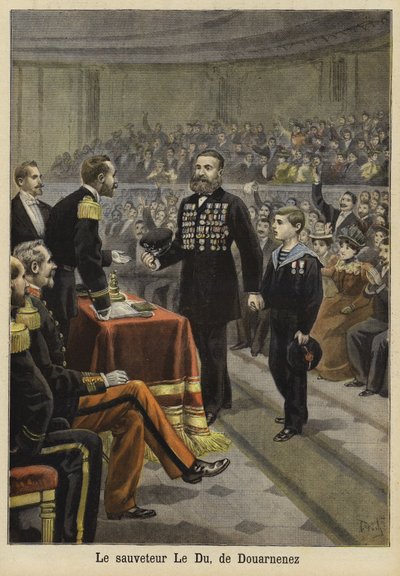 Cerimonia in onore di Mr Le Du, un soccorritore di Douarnenez, Bretagna, 1897 da French School