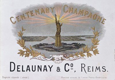 Etichetta di champagne della casa Delaunay & Co. che celebra il centenario dell