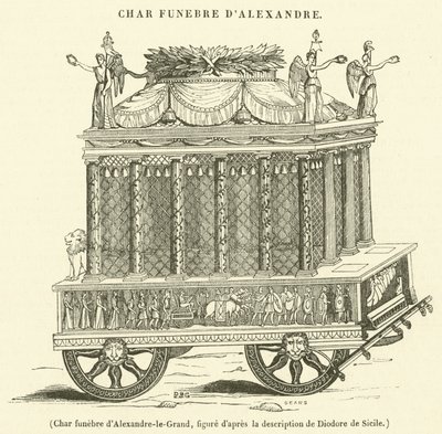 Carro funebre di Alessandro Magno (incisione) da French School