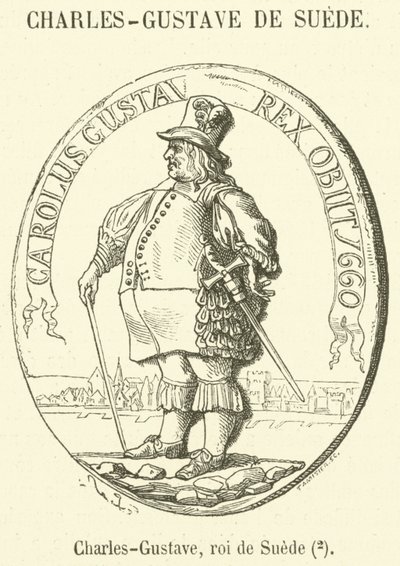 Carlo Gustavo, re di Svezia (incisione) da French School