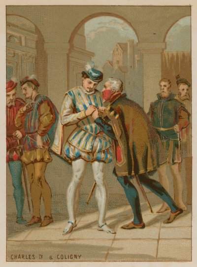 Carlo IX prende consiglio da Coligny da French School