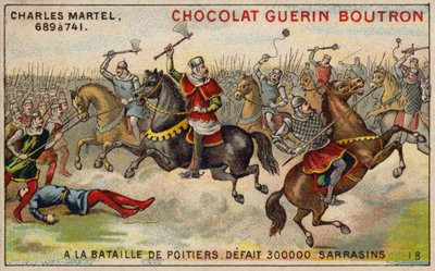 Carlo Martello sconfigge un esercito di 300.000 Saraceni alla Battaglia di Poitiers, 732 da French School
