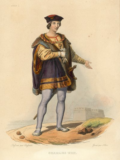 Carlo VIII (incisione colorata) da French School