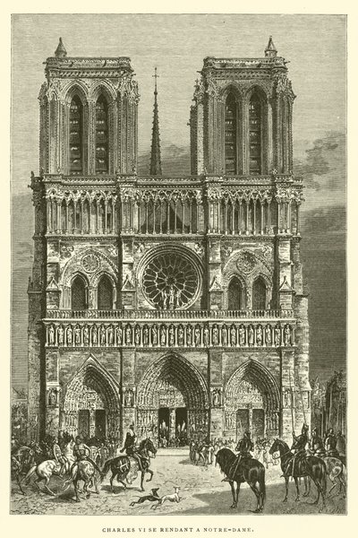 Carlo VI si reca a Notre-Dame (incisione) da French School