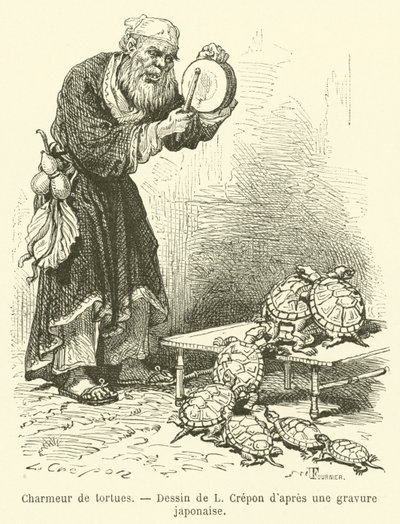 Incantatore di tartarughe (incisione) da French School