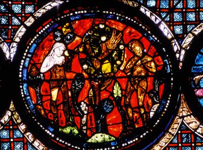 Cattedrale di Chartres, Vetrata raffigurante il Buon Samaritano circolare Vetrata (vetro colorato) da French School
