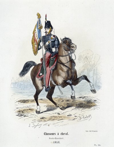 Cacciatori a cavallo: Porta - Stendardo nel 1854 - in “Histoire de l