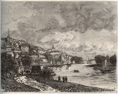 Château-Gontier (Château Gontier) - Mayenne nella regione Pays de la Loire - incisione in “La Francia illustrata: geografia, storia, amministrazione statistica” di V.-A. Malt-Brown. 1884 da French School