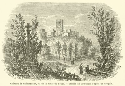 Castello di Guimaraens, visto dalla strada di Braga da French School