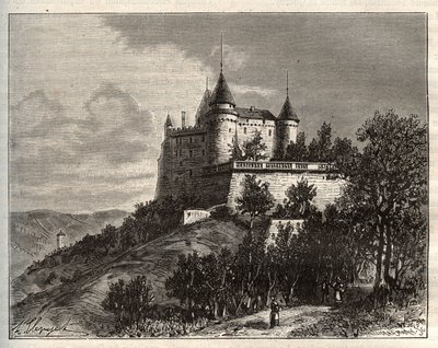 Castello di Mercues - Cahors - incisione in "La Francia illustrata: geografia, storia, amministrazione statistica" di V.A. Malt-Brown. 1884 da French School