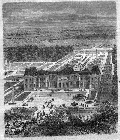 Castello di Vaux Le Visomte (Vaux-Le-Vicomte) di Nicolas Fouquet (1615-1680), Visconte di Melun e di Vaux Sovrintendente delle Finanze di Luigi XIV. Incisione in 
