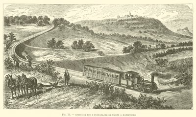 Chemin de Fer a Cremaillere de Vienne a Kahlenberg (incisione) da French School