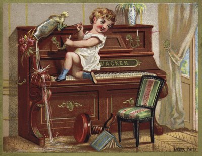 Bambino che suona il pianoforte da French School