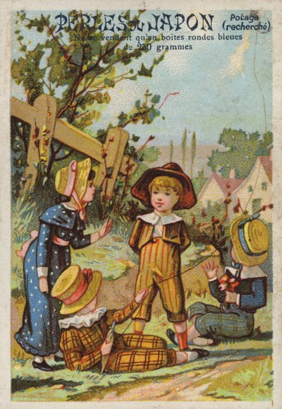 Bambini che fanno volare un aquilone in campagna da French School