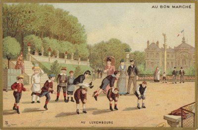 Bambini che giocano a cavallina nei giardini del Lussemburgo da French School